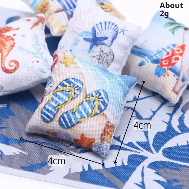 Mini almohada de playa para casa de muñecas, modelo de Mini sofá para el hogar, adorno, tema de playa, casa de muñecas, accesorios de decoración de microescena, 3 uds.