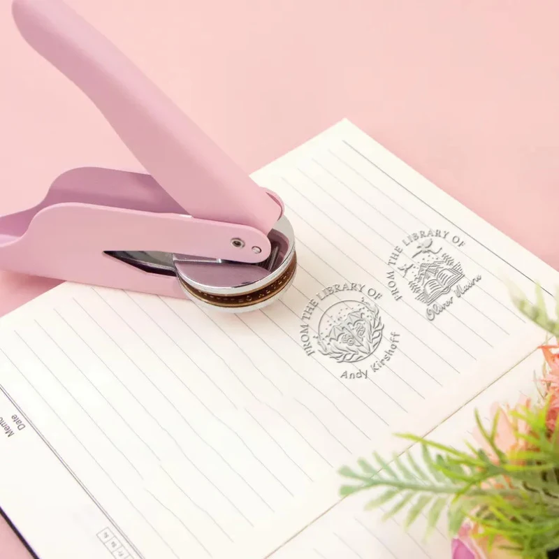 Custom Logo Design Embosser Stamp Hand-Held Embossing Stamps Custom Text Clip for Diy Library Book Wedding Envelope Decor
