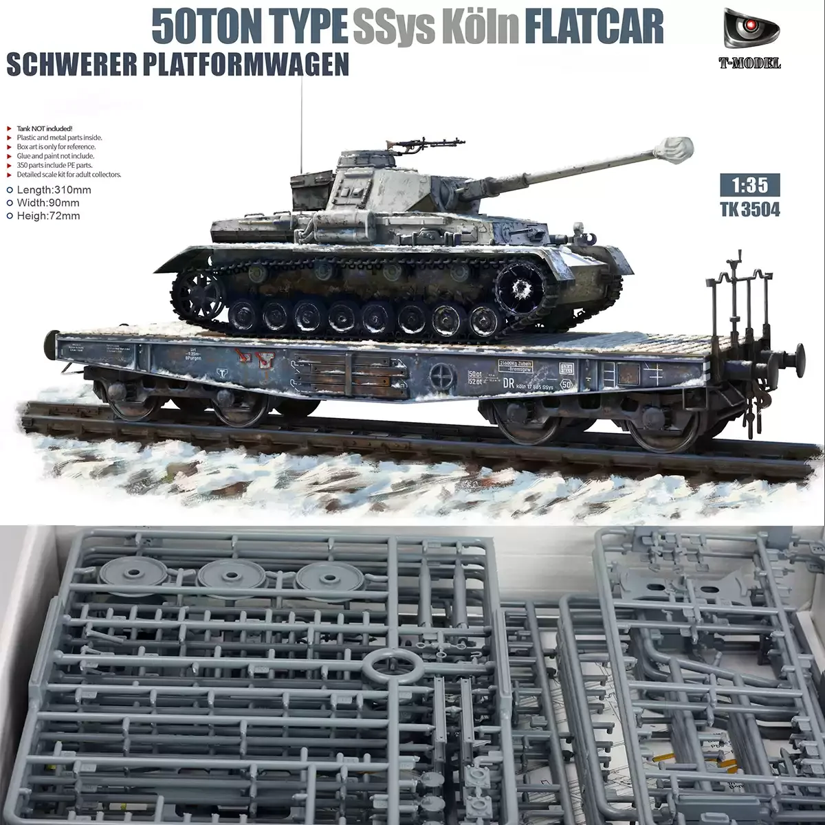 

Пластиковый сборный макет танка T-MODEL TK-3504, 50-тонный платформенный транспортер, масштаб 1/35