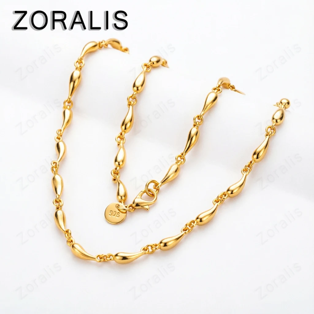 18K Gold Water Drop Raindrop Necklace For Women Chain Engagement Wedding Fashion Jewelry Christmas Gifts