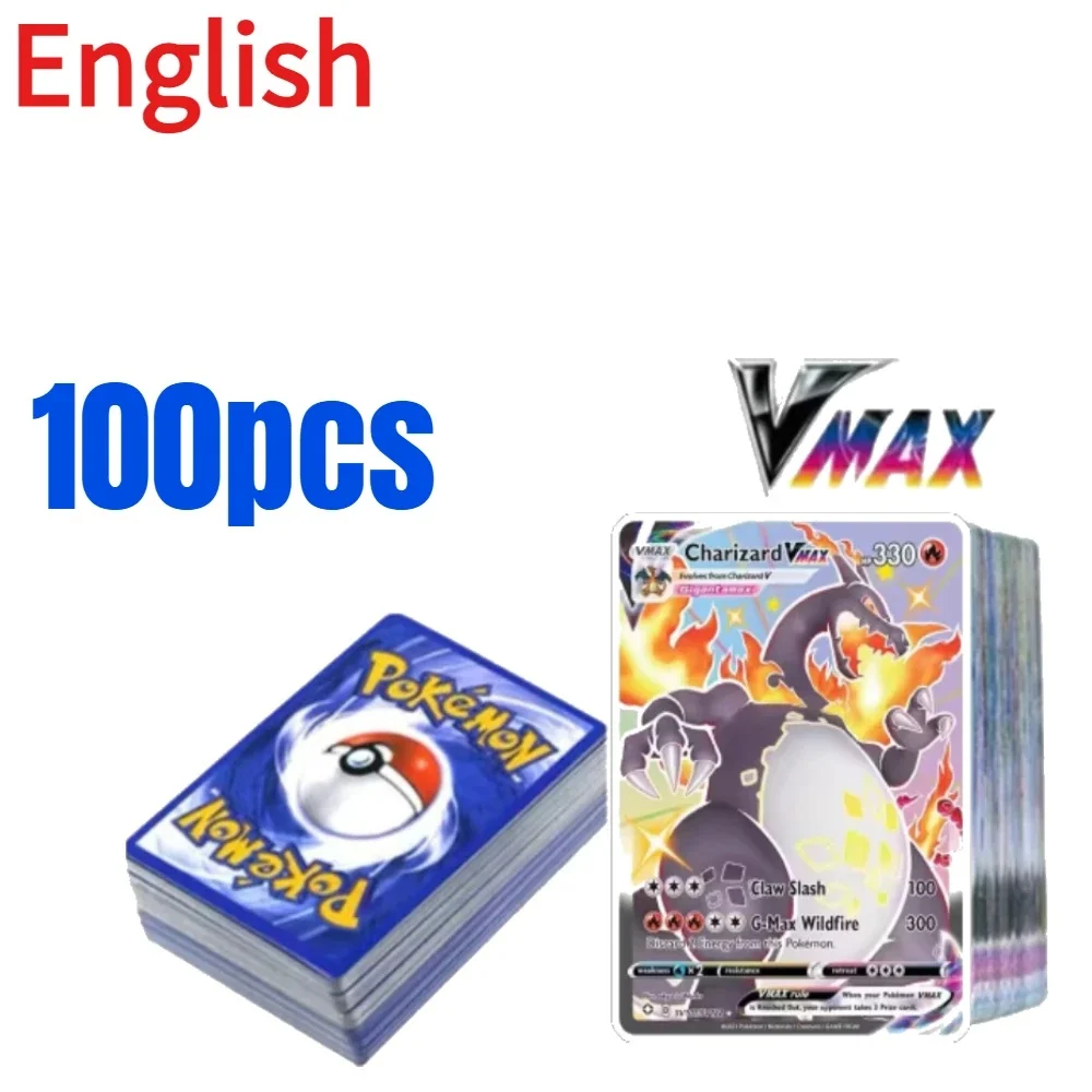 Pokémon V VMAX GX EX Karten, französische und englische Version, 60/100 Stück, holografisches, seltenes Flash-Karten-Set für Pokémon TCG Sammlung, Geschenk – Detail 6