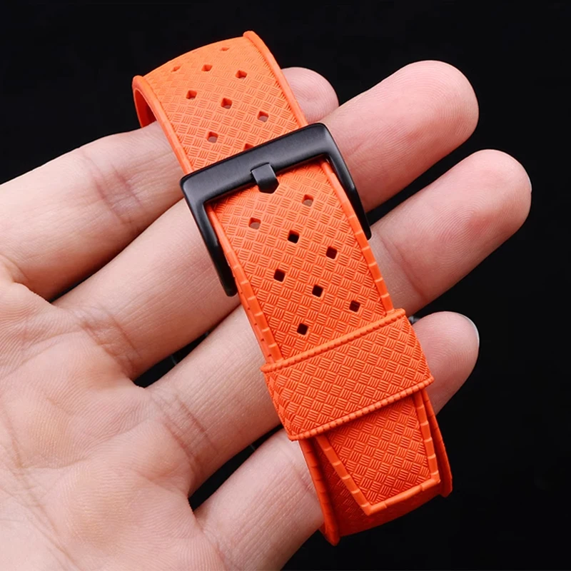 20mm Fluoro rubber strap For Blancpain50 fathoms barracuda 5008D Waterproof Breathable Men Silicone Replace Watch Band for Seiko image 5