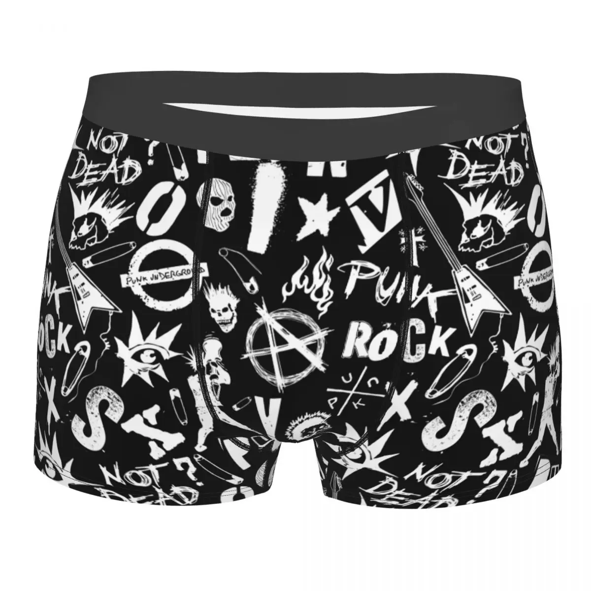 

Men's 70s Punk Rock Anarchy Symbols Skulls Underwear Novelty Boxer Shorts Panties Homme Polyester Underpants S-XXL