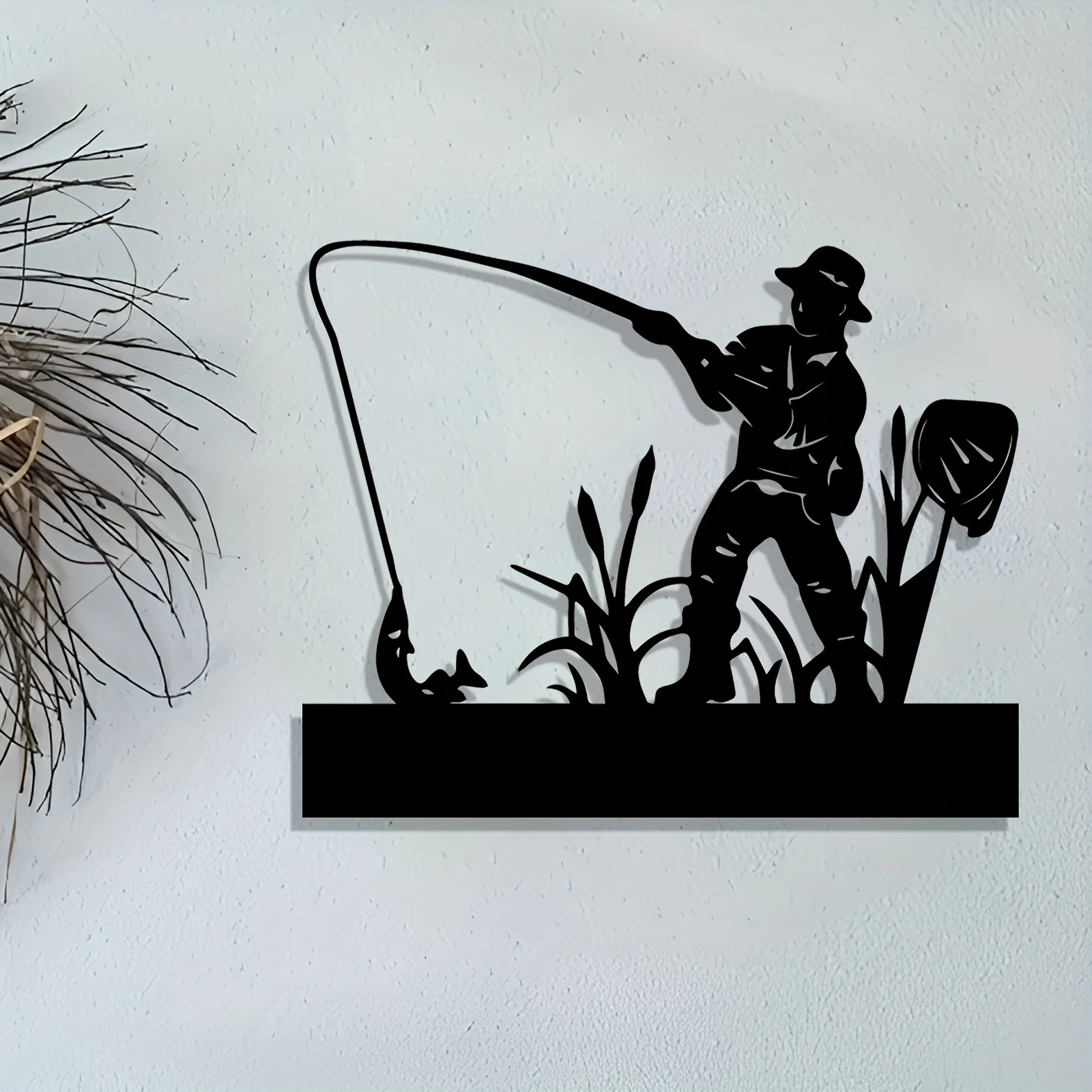 1pc of Metal Wall Art Depicting a Fishing Silhouette, Ideal for Decorating Homes, Patios, Living Rooms