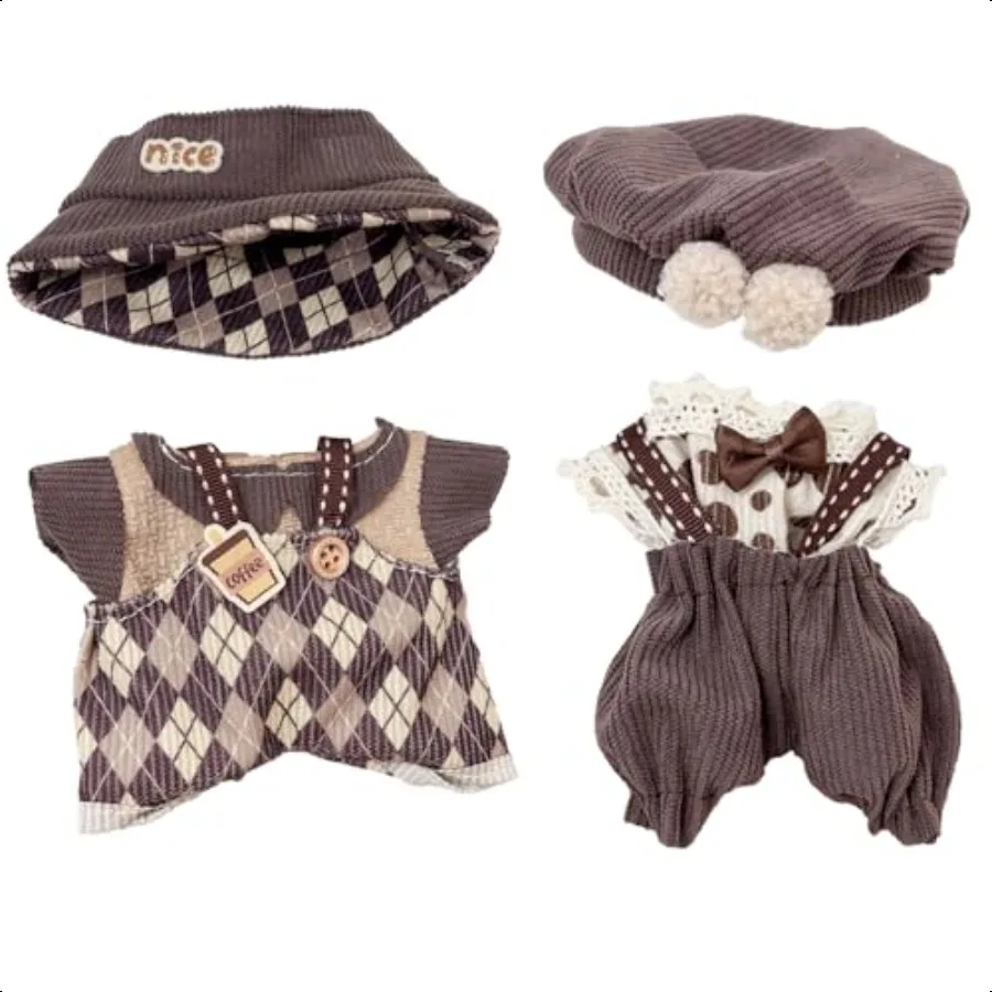 

Clothes for 17cm Dolls 2 Set Cute Hat Outfit Set for Dolls Adorable DrUp Accories for Doll