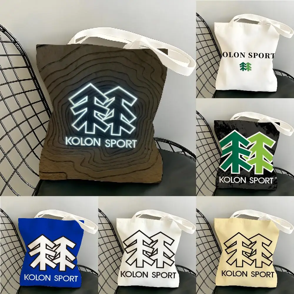 Luxury K-KOLON SPORT Storage Bags Canvas Double-Sided Print Beach Bag Durable Lightweight Shoulder Travel Bag Gift Eco