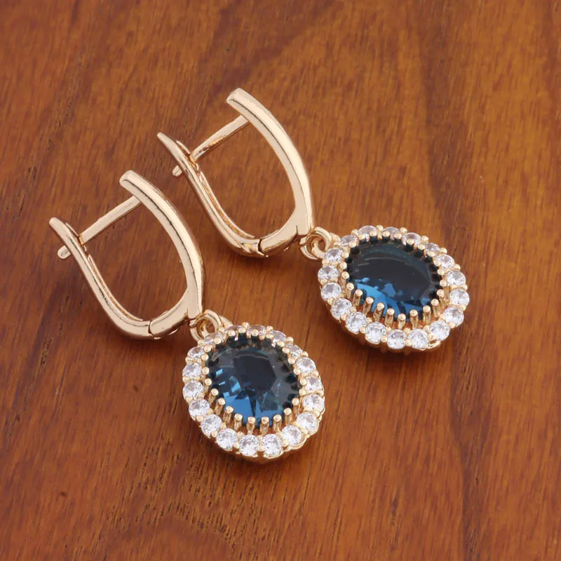 Trendy Gold Color Geometry Drop Earrings for Women Unusual Natural Zircon Accessories Daily Fashion Jewelry