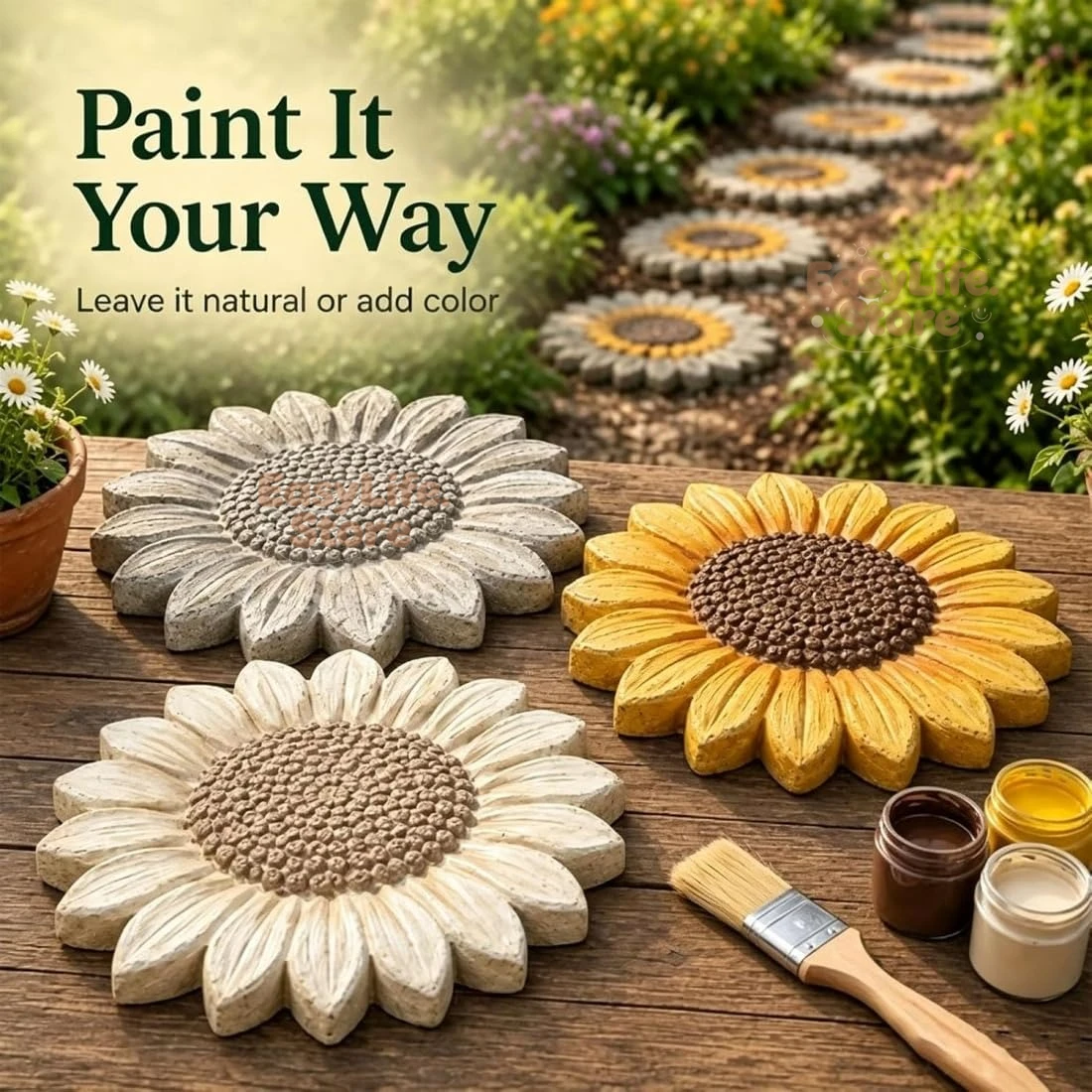 Sunflower Garden Stepping Stone Mold Reusable Silicone Concrete Mold DIY Yard Path Ornament for Halloween Christmas