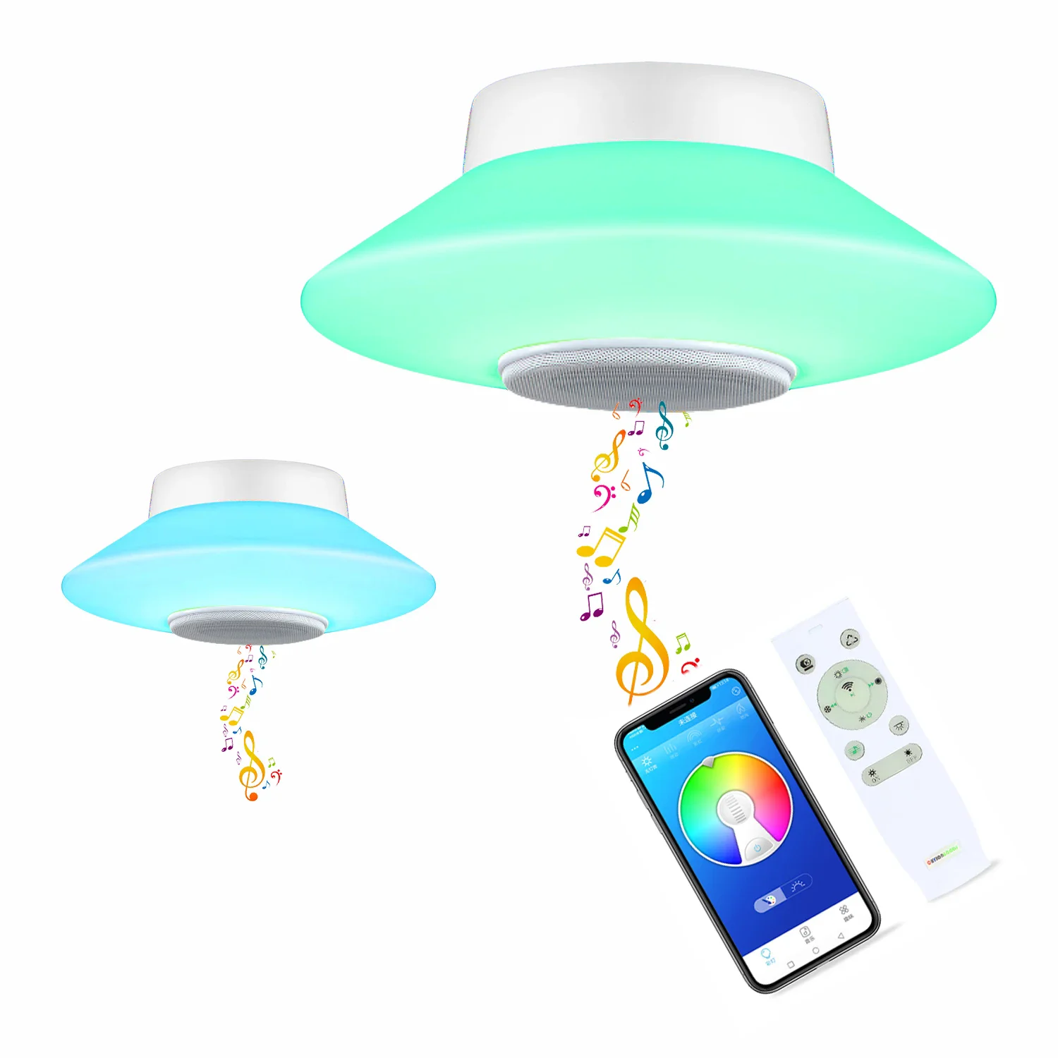 Music LED Ceiling Lights With Bluetooth Speaker App Remote Control Color Change Dimmable Lamp For Kids Room Bedroom Bathroom