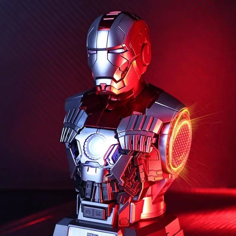 Marvel MK5 Iron Man Bust Decompression Bluetooth Speaker Action Figure Collection Desktop Ornaments Anime Peripherals Boy Gifts