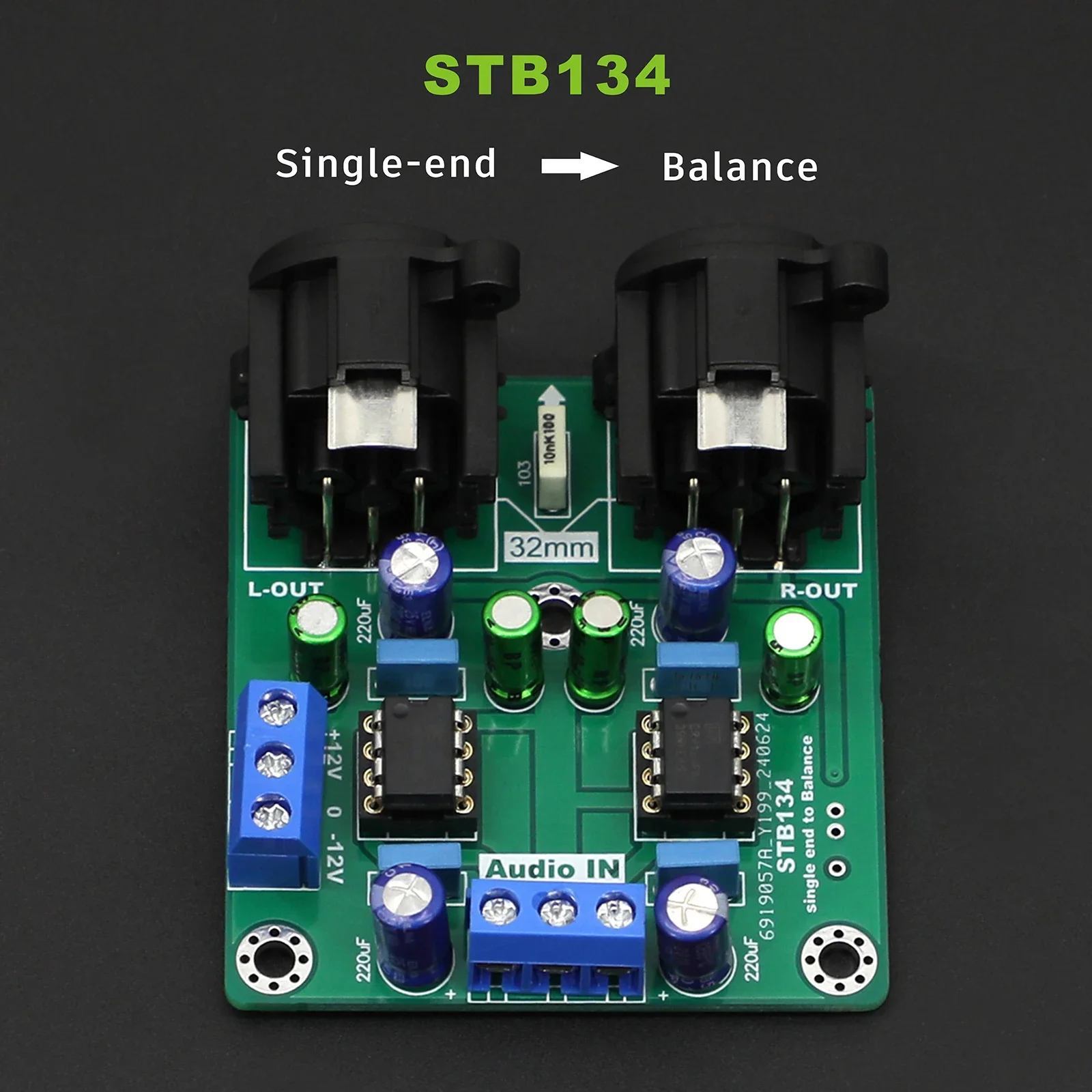 

STB134 SIN to XLR Dual channel Single-ended to Balanced Audio signal switching DIY Kit/Finished board