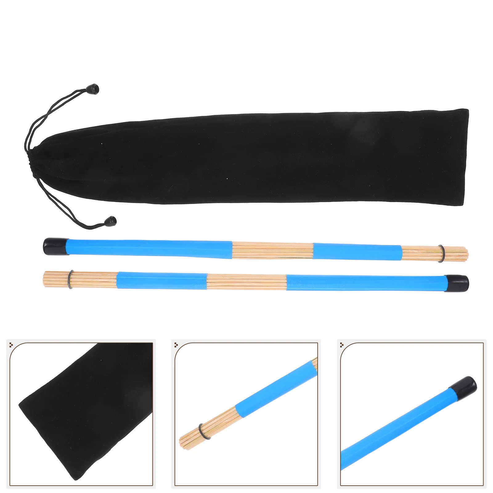 

Bamboo Dowel Drum Sticks Kit Brush Flannel Accessories Percussion Rods for Drums