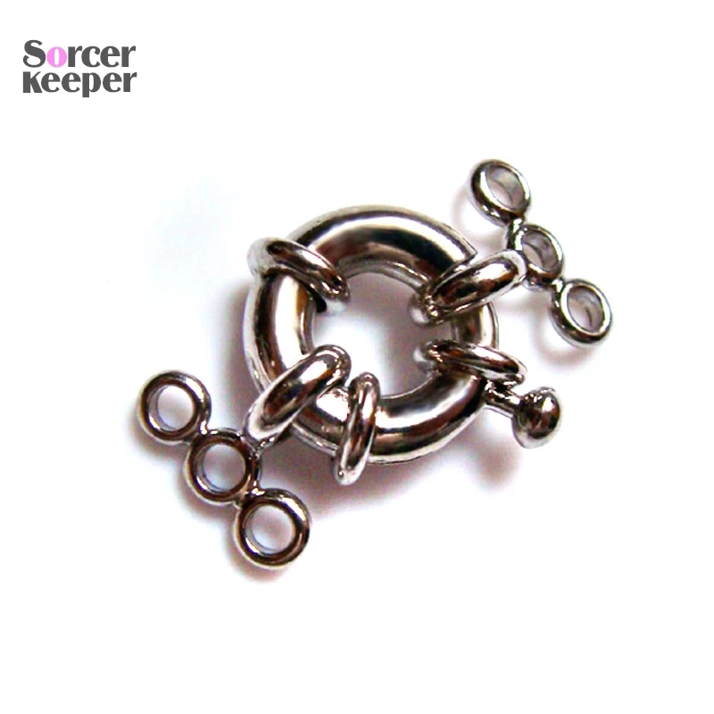 

Пружинная Застежка для кольца с покрытием из белого золота, 5 шт., 3 струны, 13 мм, крючки для самостоятельного изготовления ювелирных изделий, жемчужное ожерелье/соединитель для браслета, застежка-карабин