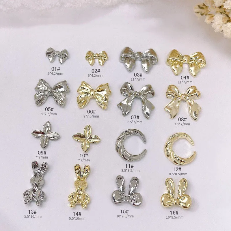 10PCS Butterfly Parts Ribbon 3d Nail Charms Luxury Ribbon Parts Decorations for Nails Figures Bows Nails Accessories SZZS09