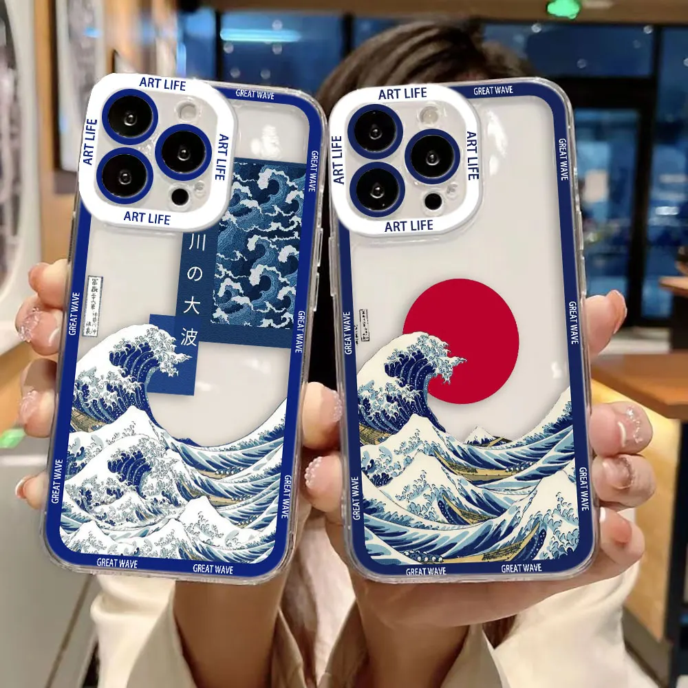 Capa Transparente The Great Wave K-Kanagawa para Celular Infinix HOT ZERO 60 50 40i 40 30 30I 20I 20S 12 11S TECNO SPARK 10 20