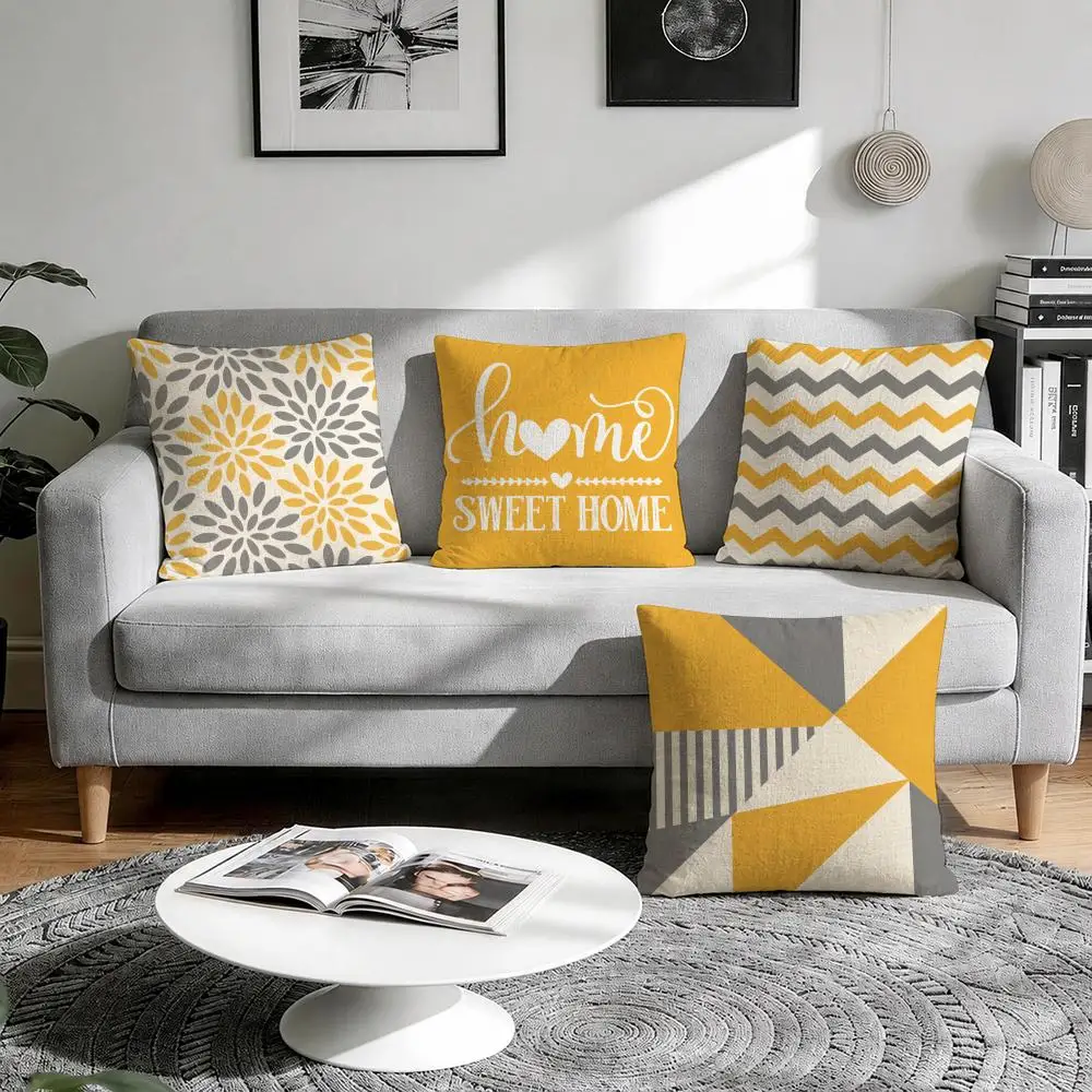 Nordic geometric style print Cushion Cover Natural Breathable Durable Linen Printed Decor Pillow Case Sofa Bedroom