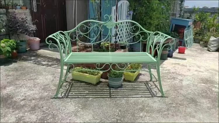 Customizable Moda divano in ferro battuto sedia doppia panca da parco giardino balcone cortile esterno terrazza sedia