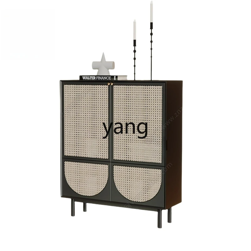

LTT antique solid wood rattan wardrobe storage locker wabi-sabi dining side cabinet