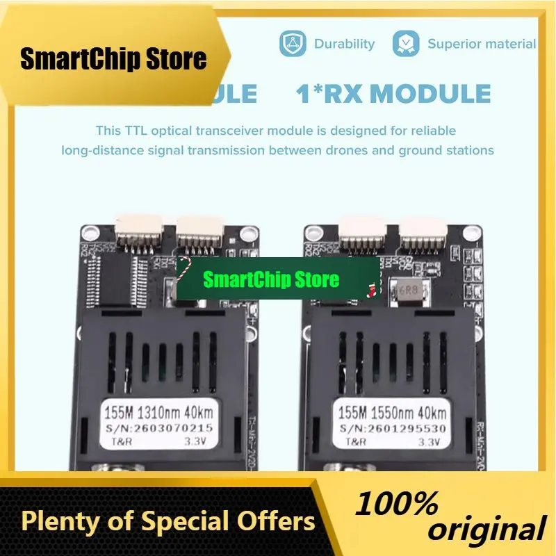 SmCp-[A51I Digital]Drone-Specific 40KM TTL Optical Transceiver Module Kit TX RX DC 5.5-26V Optical Terminal Equipment