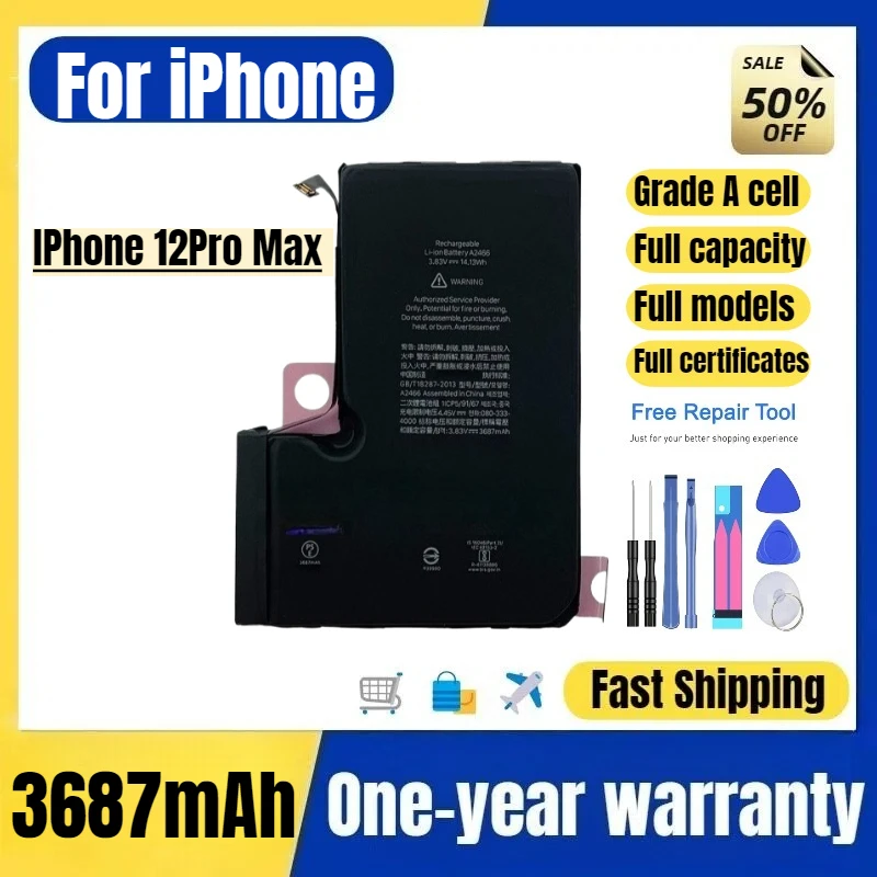 

Аккумулятор A2411/2342/2410/2412 для iPhone 12 Pro Max, высококачественный оригинальный, с полной емкостью, сменный, класс A