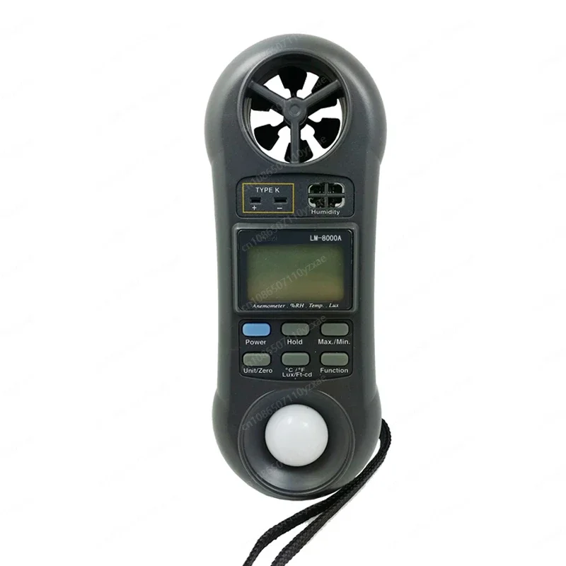 Portable 4-in-1 Digital Measuring Meter LM-8000A, Wind Speed Humidity Temperature Illuminance Detector