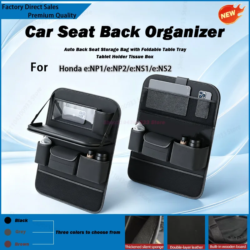 For Honda e:NP1/e:NP2/e:NS1/e:NS2 Car Seat Back Organizer Auto Back Seat Storage Bag with Foldable Table Car Accessories