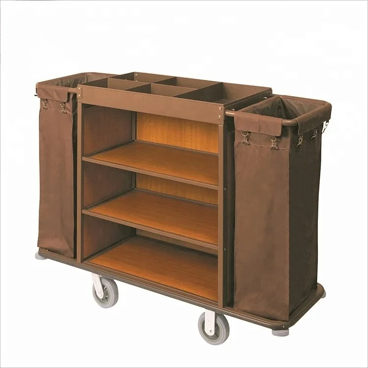 Hotel Room Metal Housekeeping Cleaning Trolley Housekeeping Maid Cart Service Cart
