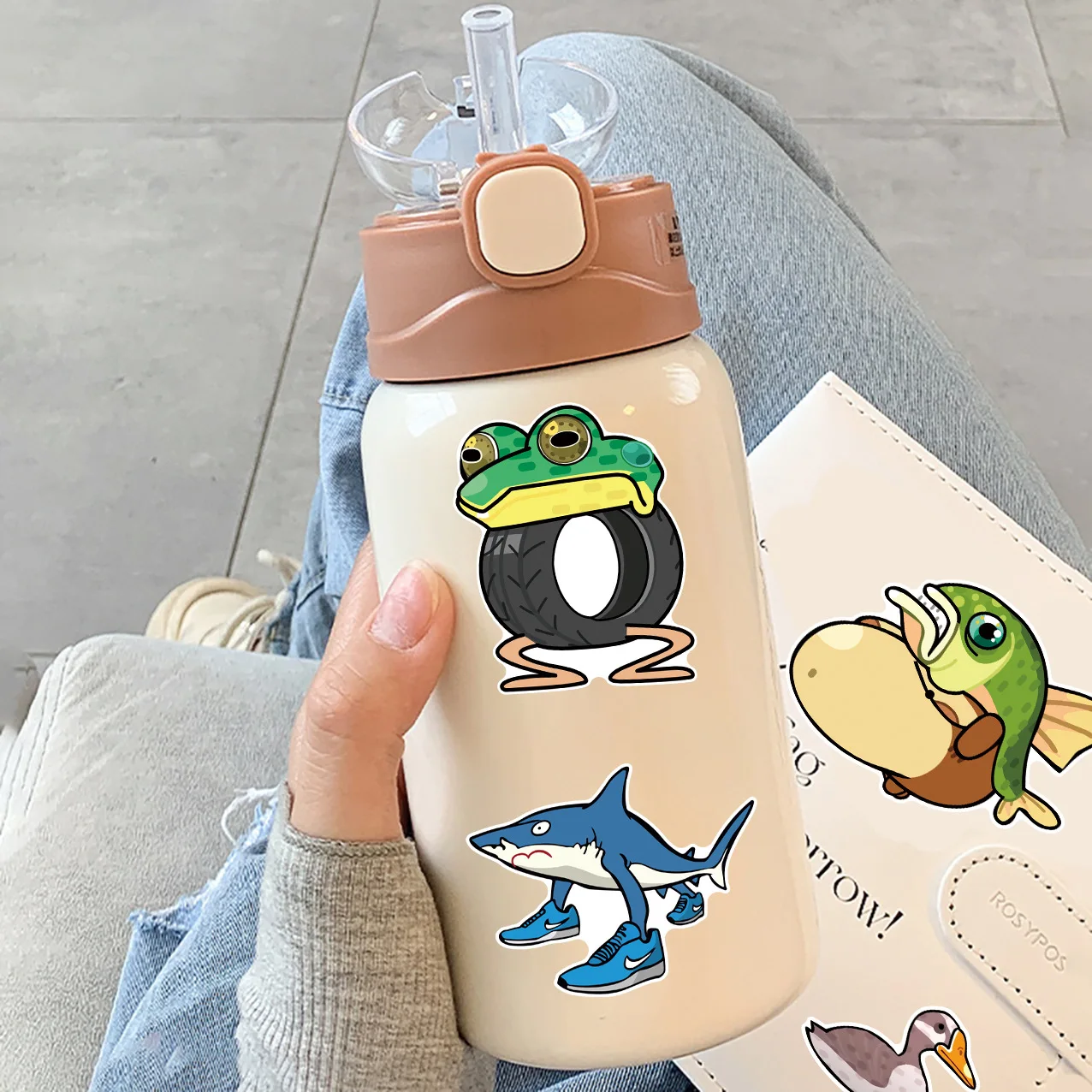 8Sheets Anime Tung Tung Tung Sahur Puzzle Stickers Make A Face Children Cartoon DIY Assemble Jigsaw Decals Kids Party Decor - view 6