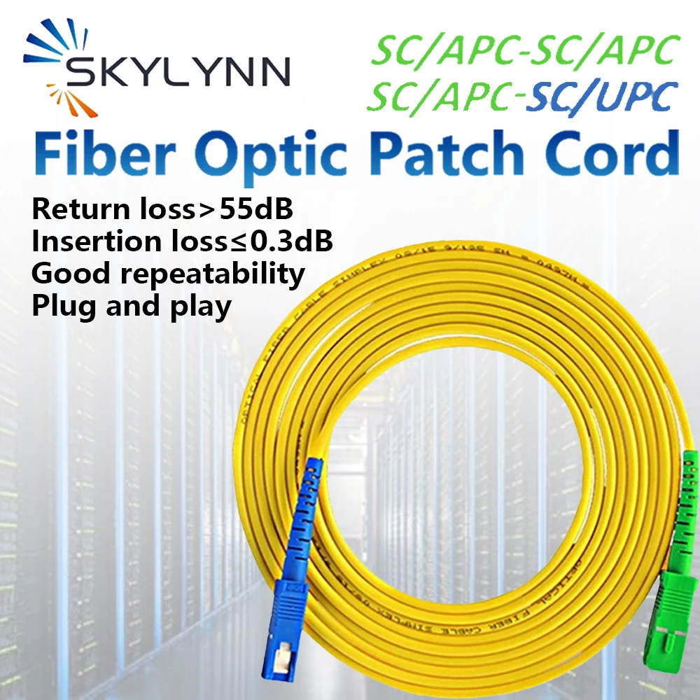 

10Pcs 1M SC/APC-SC/UPC Single Mode G652D Simplex Core 3.0mm Cable Fiber Optic Patch Cord Yellow LSZH Jacket