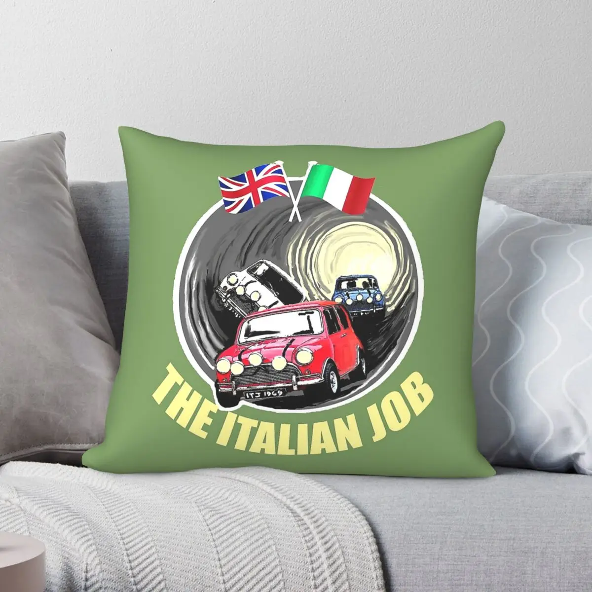 The Italian Job Movie Square Pillowcase Polyester Linen Velvet Pattern Zip Decor Throw Pillow Case Home Cushion Cover 45x45