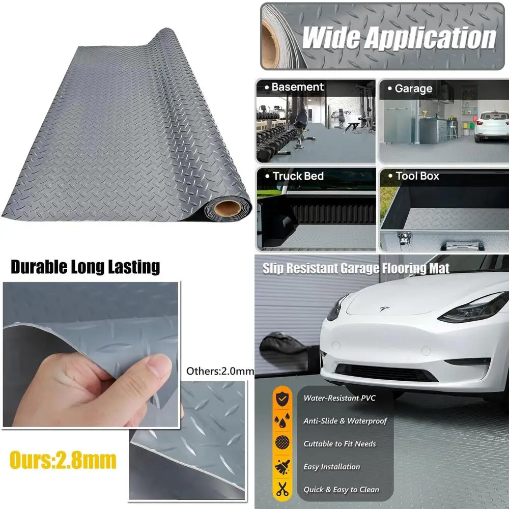 

Thick PVC Garage Floor Mat, 4ft x 20ft, Heavy-Duty Waterproof Non-Slip Protector for Vehicles and Floors
