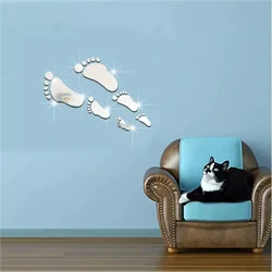 Foot Sticker Mirror Wall Adhesive Window Wallpaper Decoration House For Kids Room 40.5x60.5cm(16x241n) Drop-Shipping