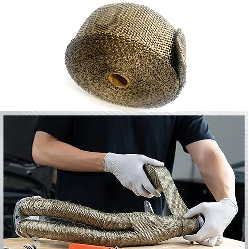 Motorcycle Exhaust Thermal Band Heat Wrap Protection Manifold Insulation Tape with Stainless Ties Fiberglass Heat Shield Tape