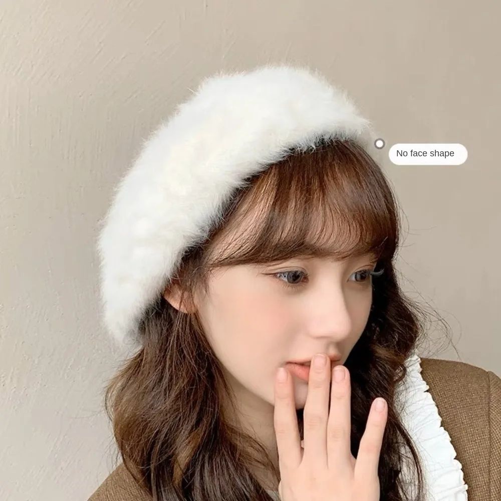 Flat Hats Thicken Beret Hat Warmer Retro Autumn Winter Cap Panama Hat Solid Color Warm Beanie Hat Party