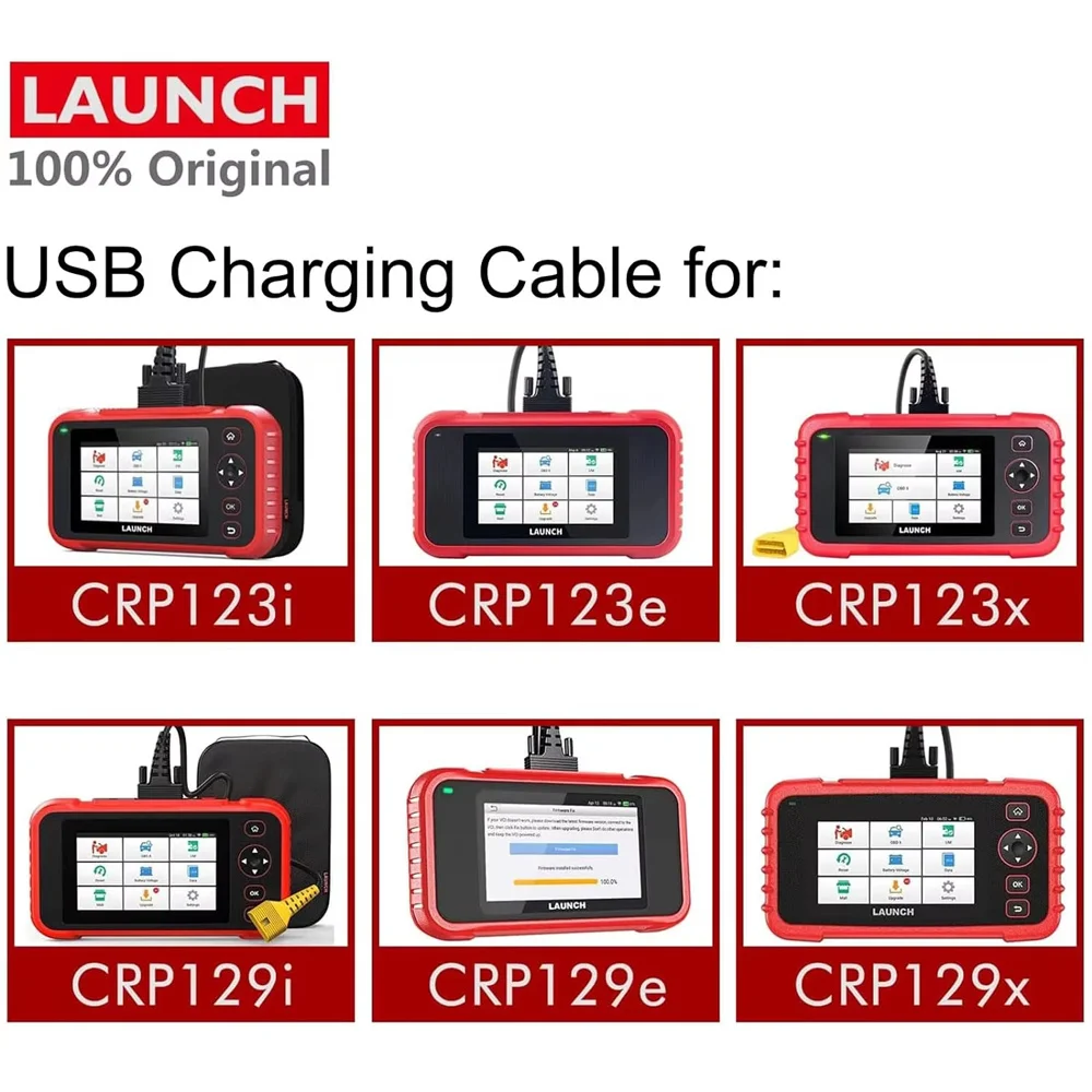 LAUNCH 100% Original USB Charging Replacement Cable Cable For X-431 CRP123i/CRP123e/CRP123x/CRP129i/CRP129e/CRP129x OBD2 5V DC