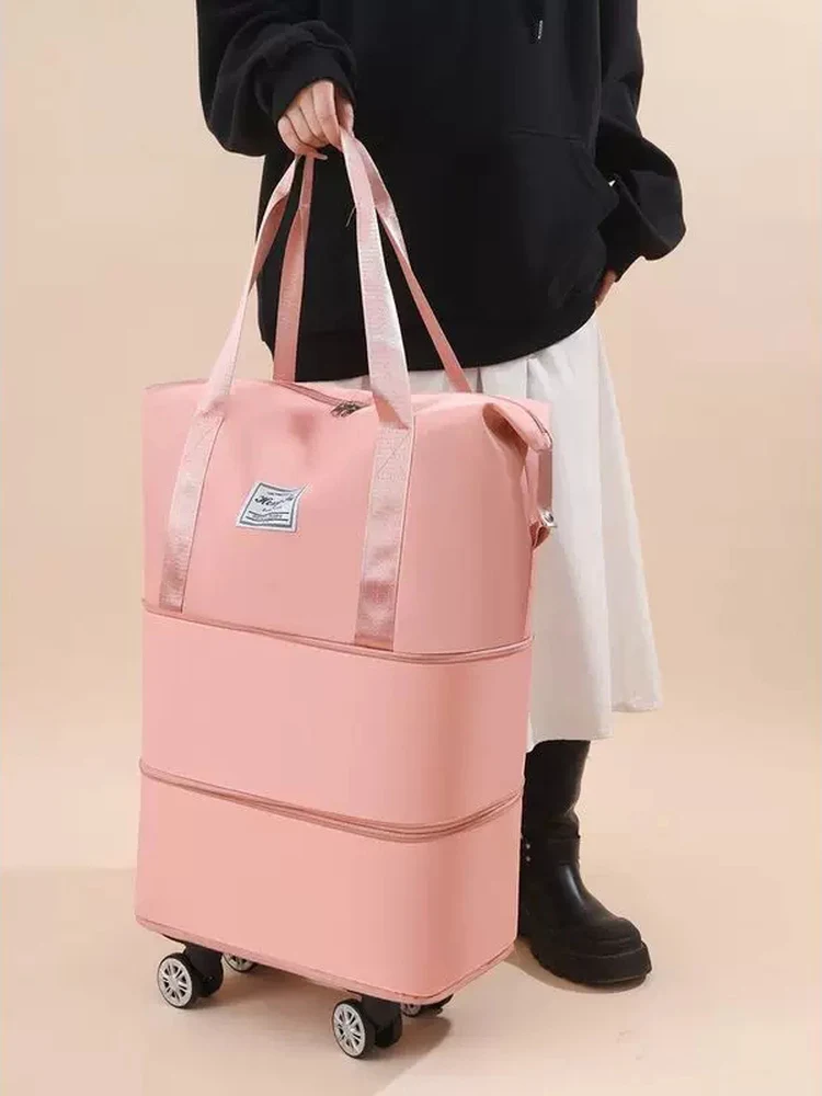 large-capacity-waterproof-lightweight-travel-bag-with-wheels-handheld-short-trip-unisex-fashion-luggage-bag-for-business-trips