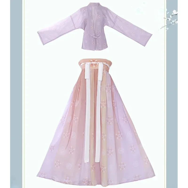 مجموعة Hanfu النسائية الملابس التقليدية الصينية أزياء تانغ التأثيرية الصيفية الرقيقة أزياء الحفلات فستان جنية بدلة نسائية