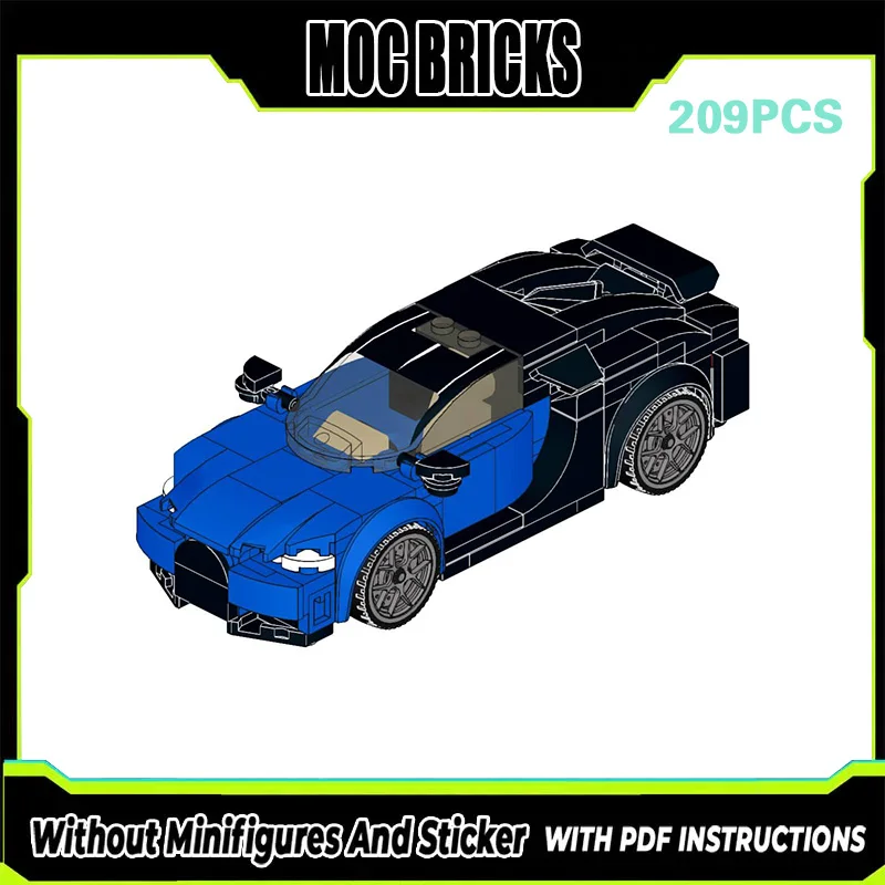 

Модель гоночного автомобиля MOC, конструктор из строительных блоков, синий роскошный спортивный автомобиль, модульная технология, подарки, праздничный набор для сборки, детские игрушки