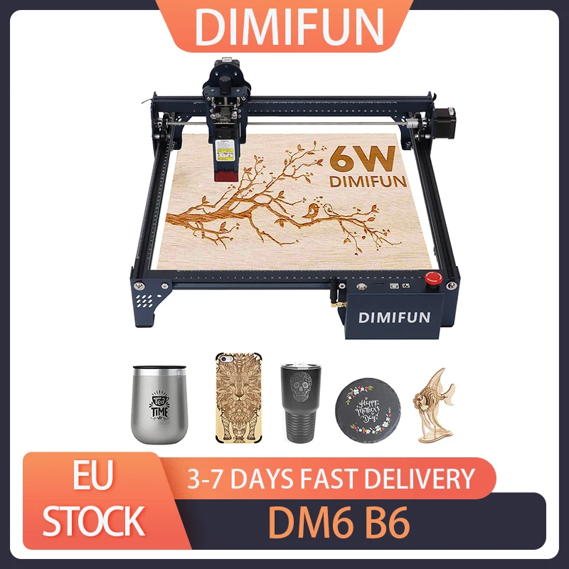 DIMIFUN DM6 B6 6W Laser Engraving Machine, Eye Protection, 0.01mm Accuracy, 0.06mm Spot, 12000mm/min Speed, 330*330mm