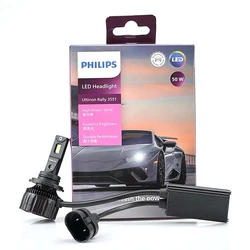 Philips LED HB4 9006 Ultinon Rally 3551 Max Power 50W 4500LM Car Headlight 6500K White Max Lumen Watt LED Bulbs 2X