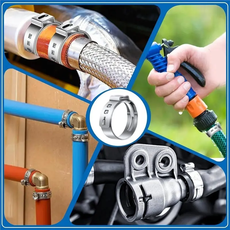 ABKP-For Auto/Home Appliance/Pipes Compatible 115Pcs Single Ear Hose Clamps With 6-28.6Mm Crimp Hose Clamps Assorted Kit