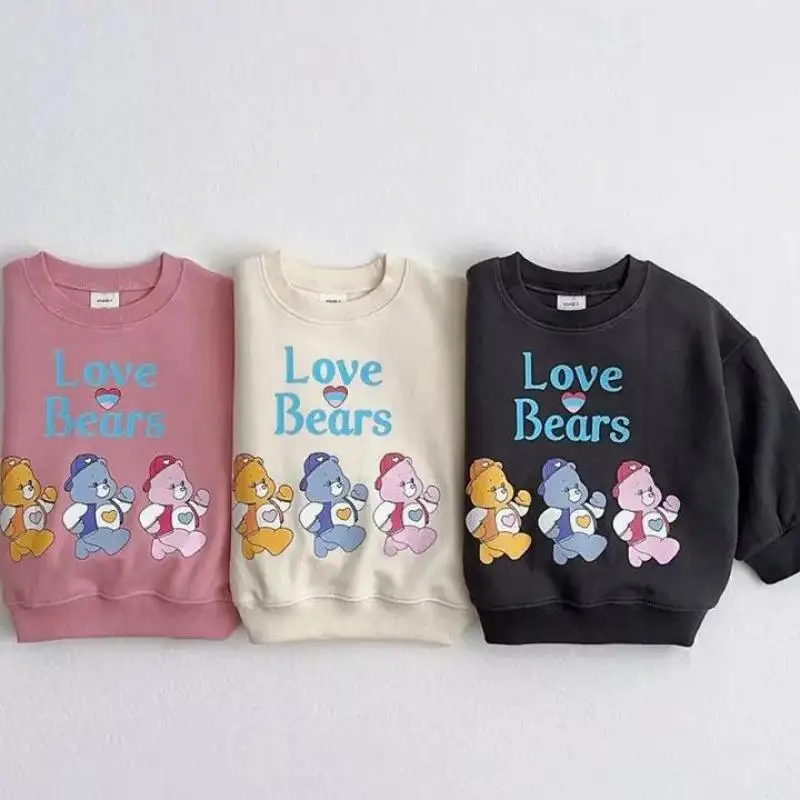 

2024 Autumn New Children Long Sleeve Sweatshirt Cartoon Print Kids Casual Pullover Toddler Boys Girls Versatile Casual Tops