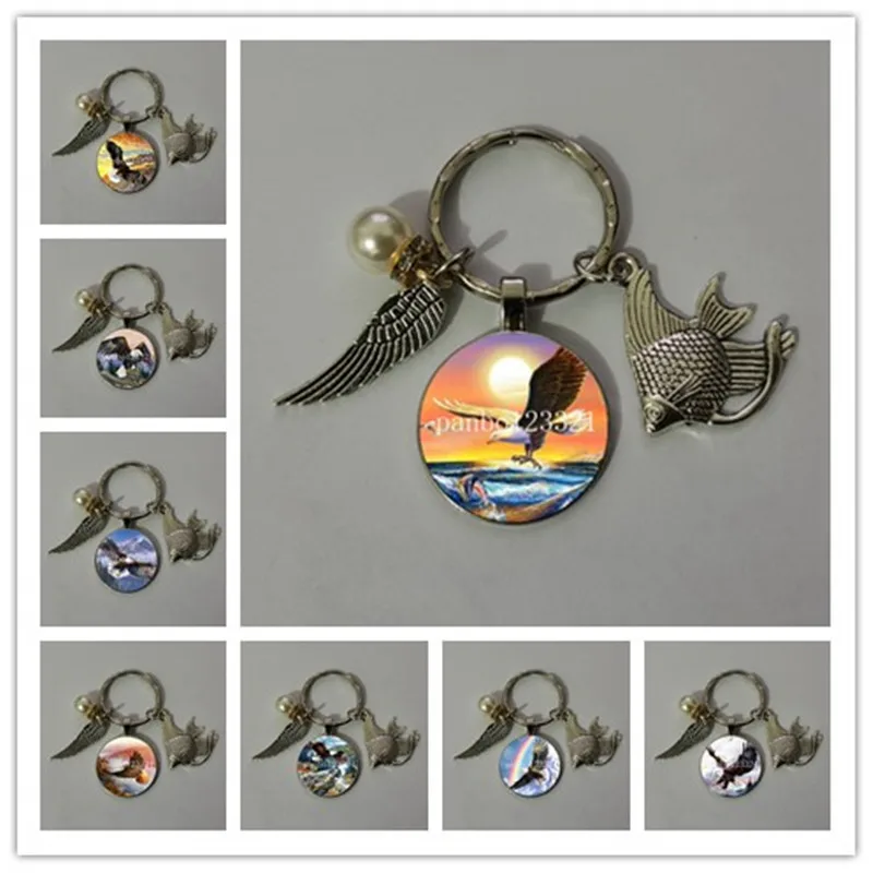 Fashion Popular Men's Keychain Eagle Marshal Keychain Eagle Flying Fish Strap Pendant DIY Gift Jewelry Bag Souvenir Souvenir