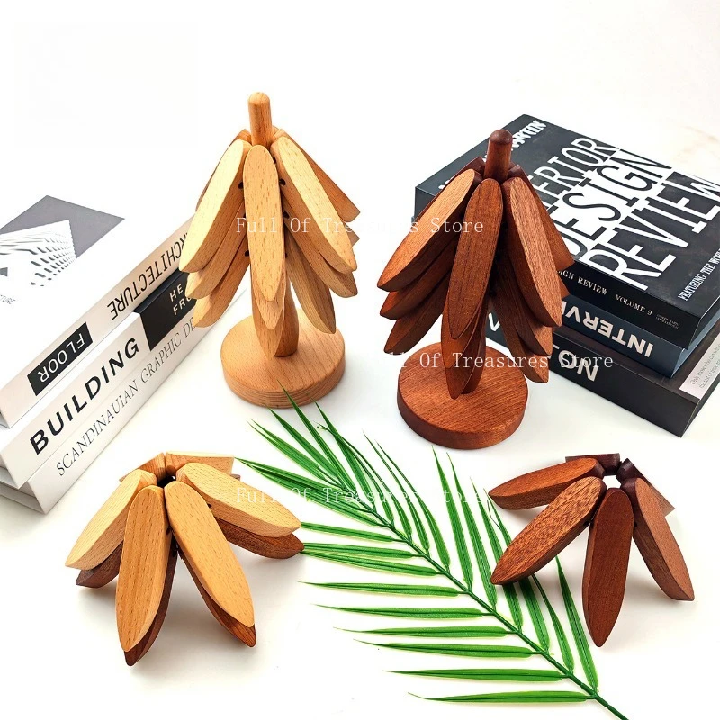 

Креативный деревянный термоизоляционный коврик для рождественской елки, коврик для стола, подставка, рождественское декоративное украшение, термостойкий