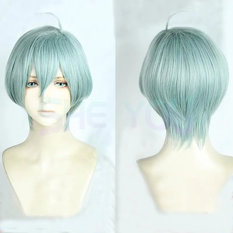 Game IDOLiSH7 ZOOL Cosplay Wig ISUMI HARUKA Short Green Styled Heat Resistant Hair Cosplay Wig + Wig Cap