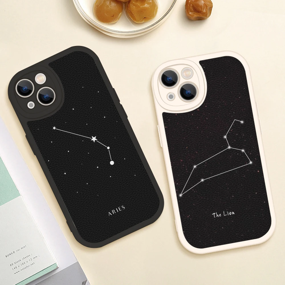 Twelve constellations For Iphone14 Phone Case for Iphone 13 12 11 Pro MAX MiNi 7 8plus X XS XR Lambskin Cover Luxury Shockproof