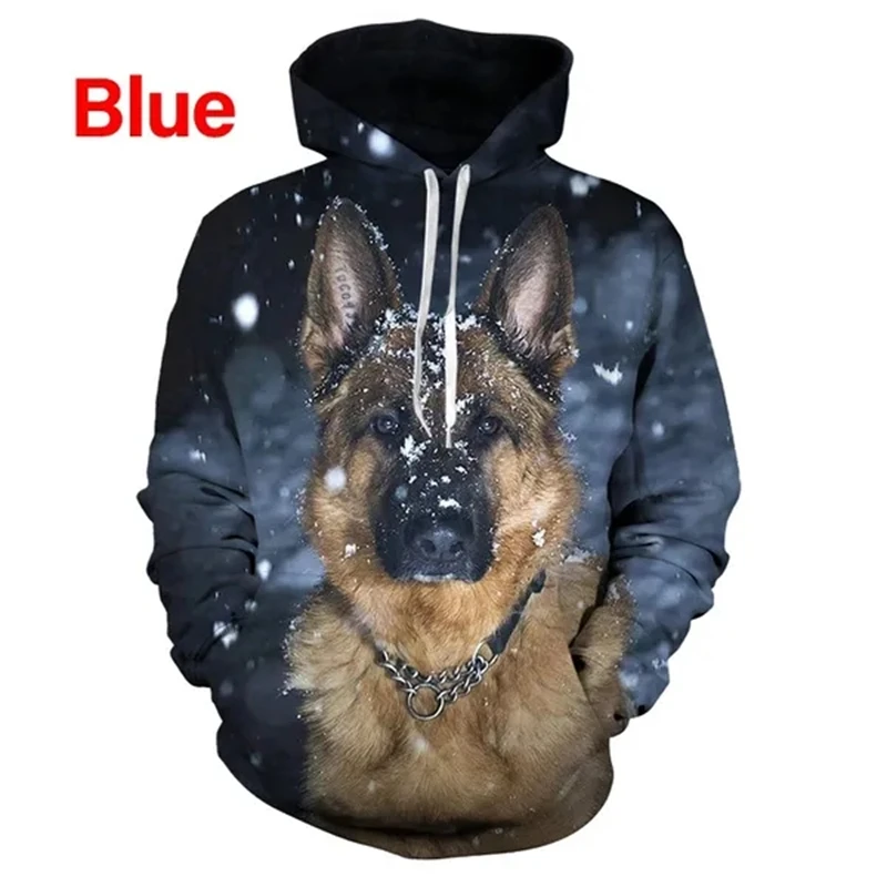 Funny Dog 3D Hoodies Men Women Oversized Casual German Shepherd Hoodie Pullovers Hooded Sweatshirts Tracksuits Coat Kid Clothing