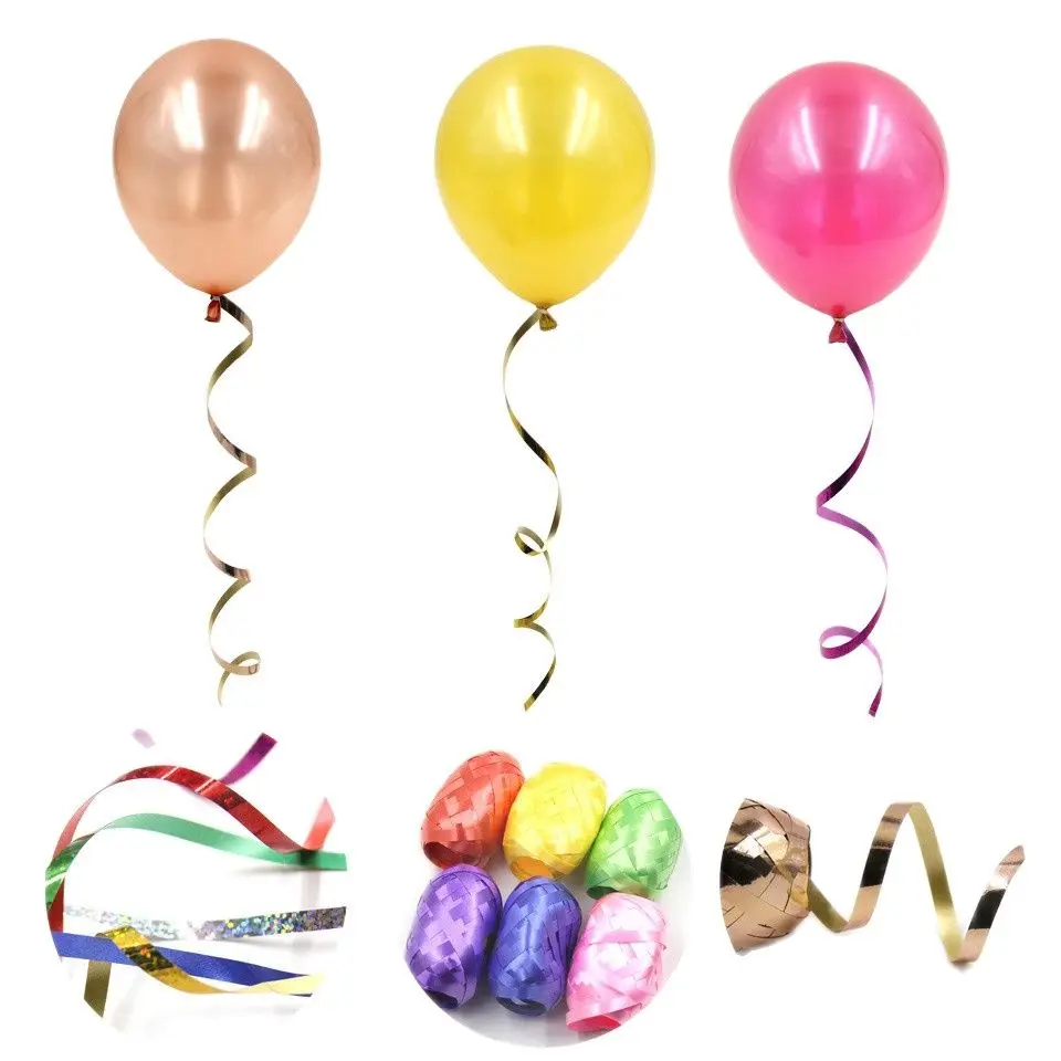 Cinta láser para envoltura de globos de aire, cuerda de globo de aluminio, hogar, boda, decoración de fiesta de cumpleaños, 5mm * 10m, 6 piezas por paquete