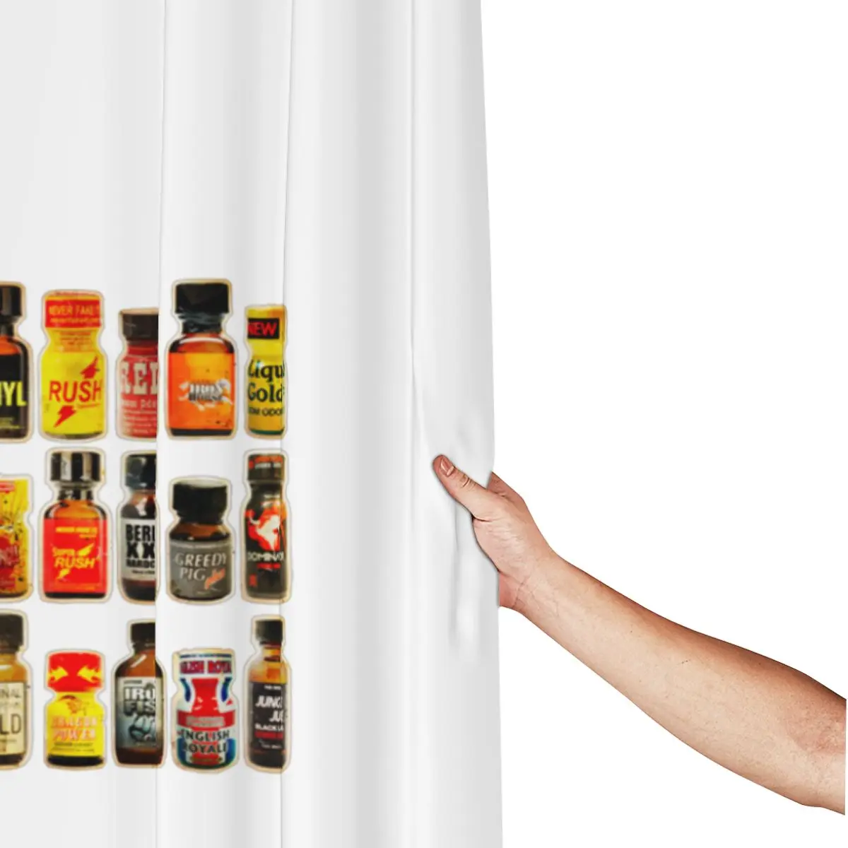 Poppers Bottles Gay Rush Jungle Juice Amyl Inhaler Shower Curtain Bathroom Polyester Waterproof Bath Curtains with Hooks view 2