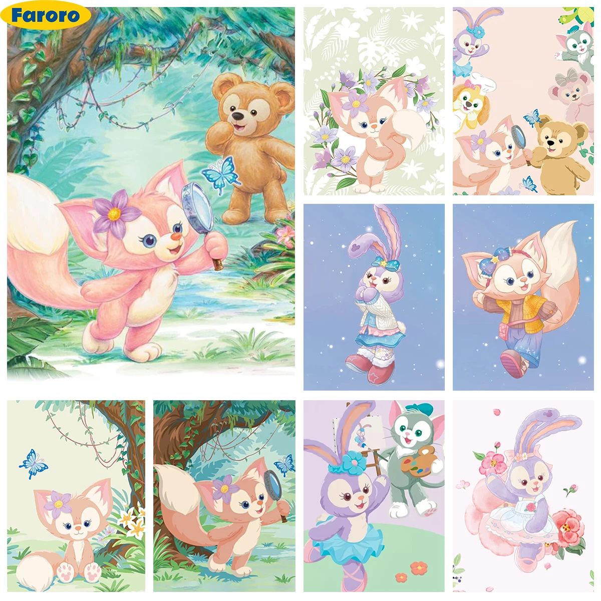 LinaBell Diamond Painting Kit StellaLou Diy Diamond Embroidery Children's Handmade Cartoon Dolls Mosaic Mural Home Wall Decor